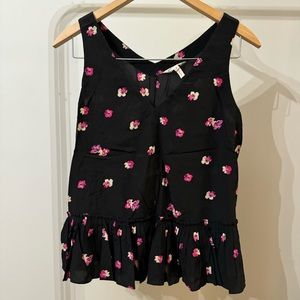 Size 4 Rebecca Taylor Black/Pink Floral Summer Top